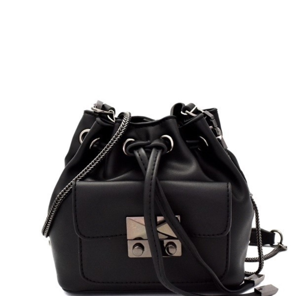 Mini Bucket Vegan Leather Shoulder Bag (Red) - Picture 6 of 8